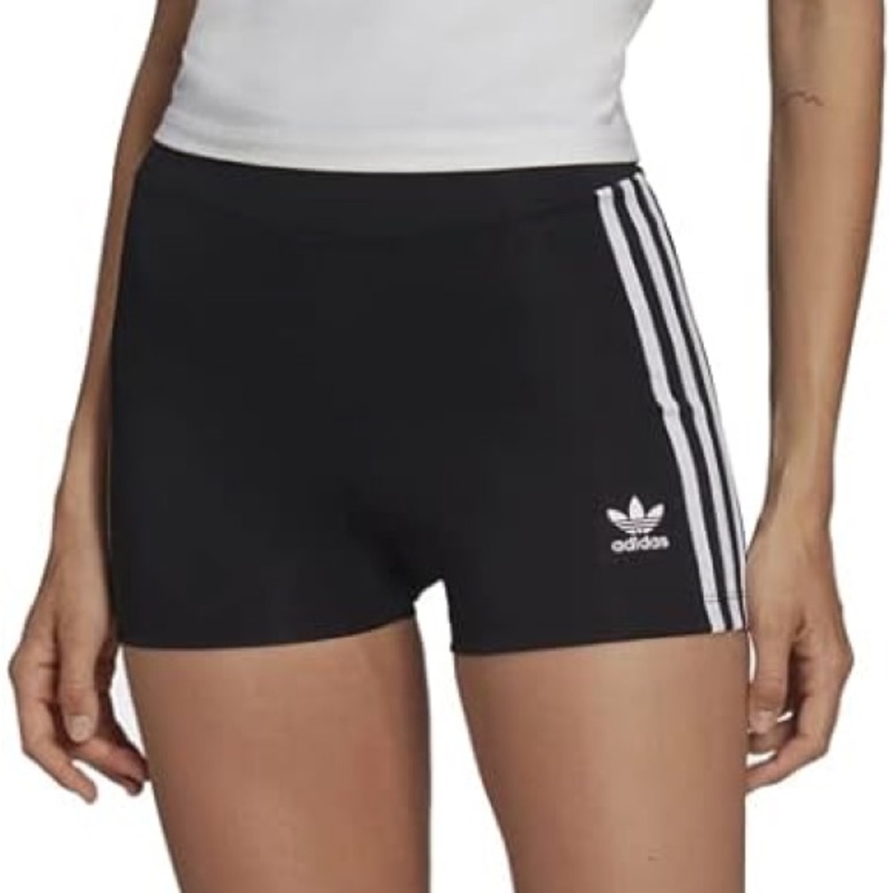 adidas Black Athletic Shorts with White Stripes